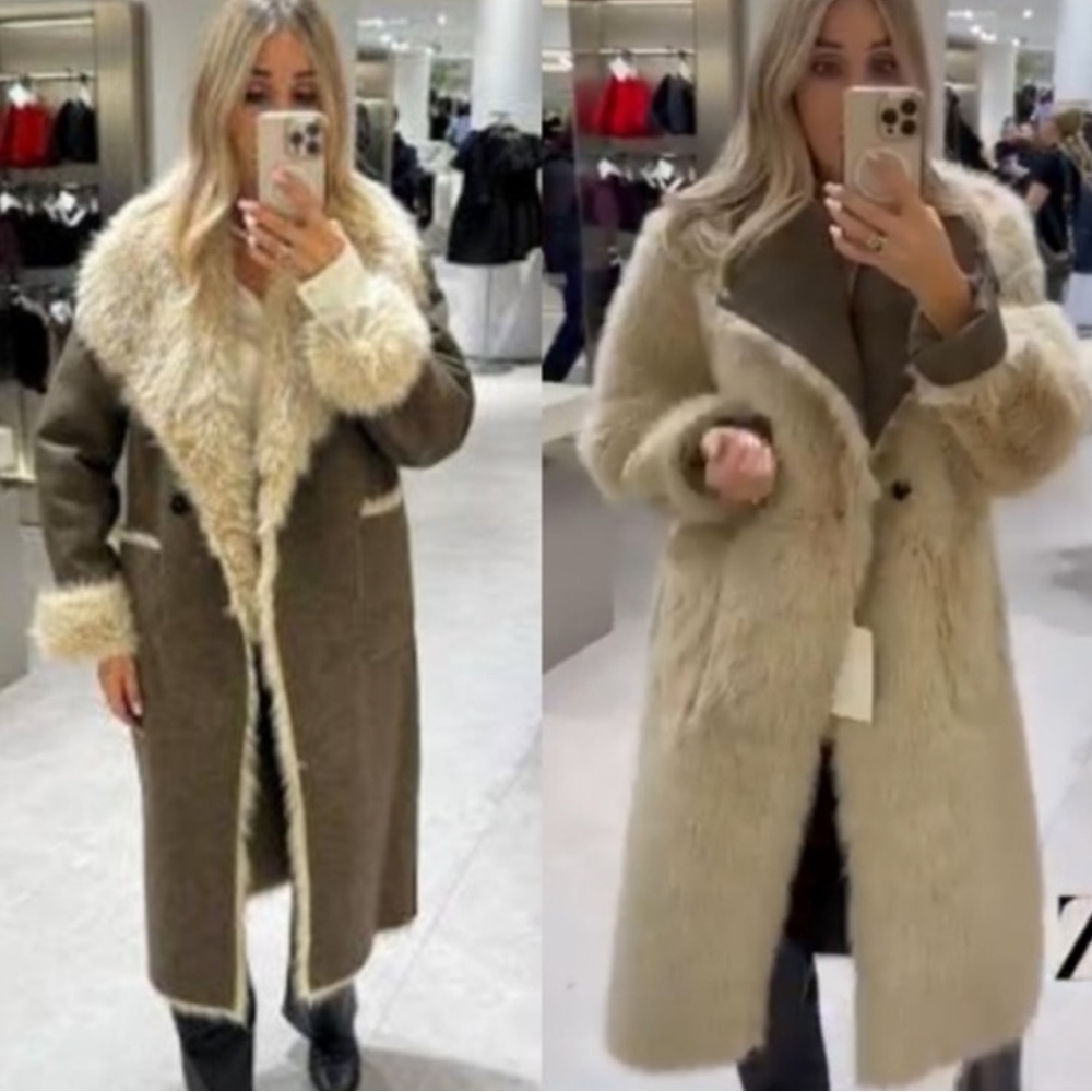 Zara NWT reversible faux fur double faced coat 6318/278 - Picture 10 of 16